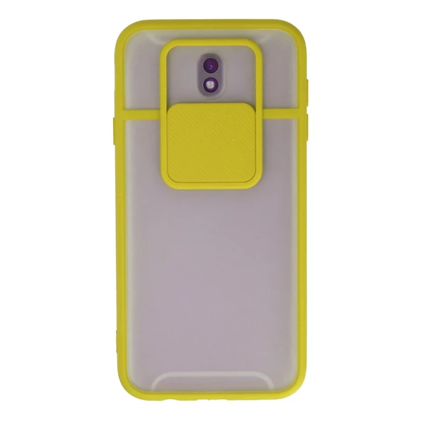 Samsung Galaxy J7 Pro / J730 Kılıf Palm Buzlu Kamera Sürgülü Silikon - Sarı ürün görseli 1