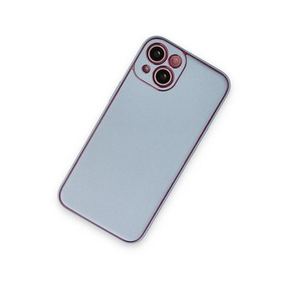 İphone 14 Plus Kılıf Coco Deri Silikon Kapak - Sky Blue - Resim 2