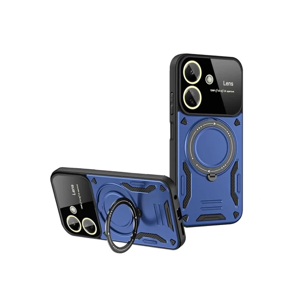 Xiaomi Redmi 13C Kılıf Joy Lens Standlı Kapak - Lacivert ürün görseli 1