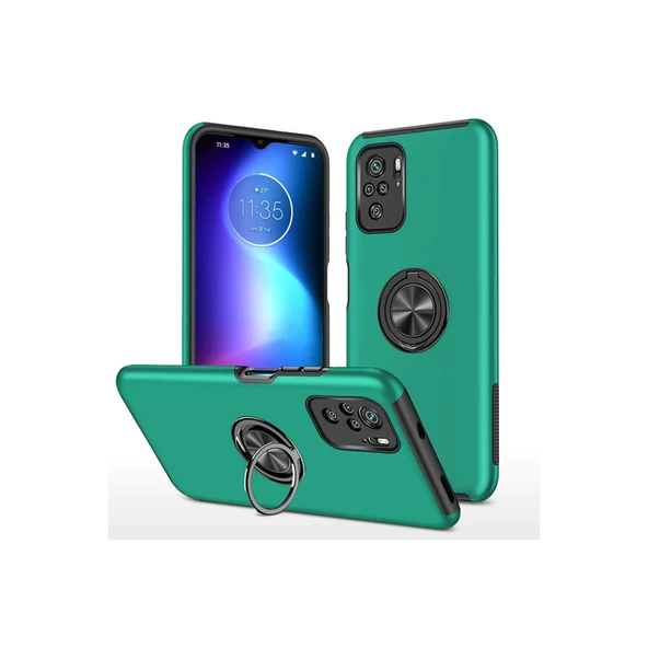 Xiaomi Poco F3 Kılıf Elit Yüzüklü Kapak - Yeşil ürün görseli 1
