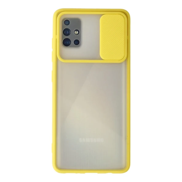 Samsung Galaxy A71 Kılıf Palm Buzlu Kamera Sürgülü Silikon - Sarı ürün görseli 1