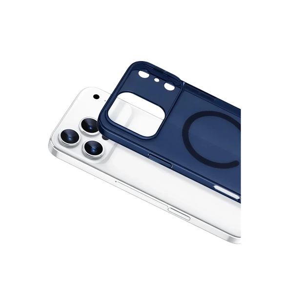 İphone 17 Pro Combo Sert Şeffaf Magsafe Kapak - Mavi - Resim 2