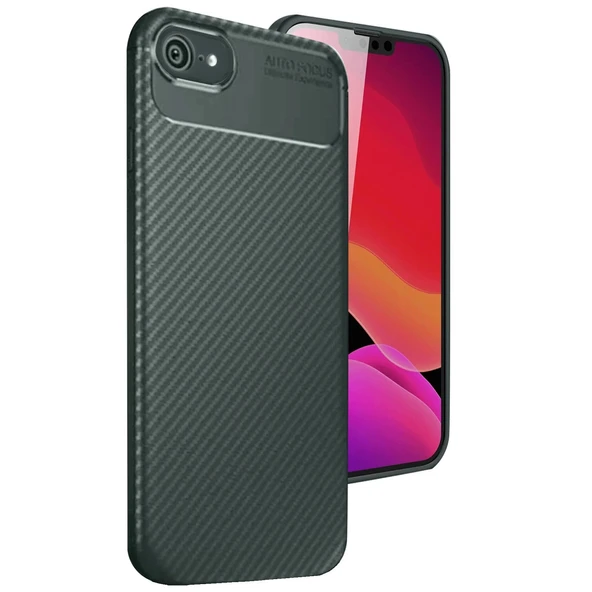 İphone 16E Kılıf Auto Focus Karbon Kapak - Koyu Yeşil ürün görseli 1