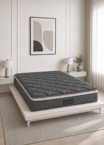 Yatakcım Aura Comfort Ultra Full Ortopedik Pedli Tavşan Tüyü Torba Yaylı Yatak (Antrasit) ürün görseli 1