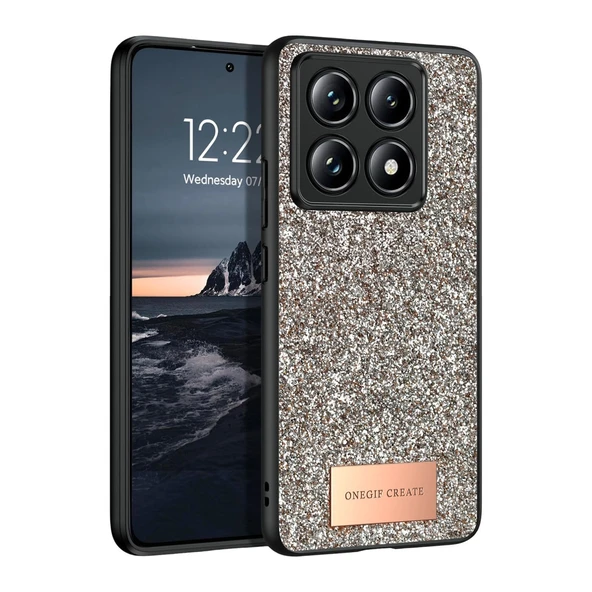 Onegif Xiaomi Mi 14T Pro Bright Simli Kapak - Gold ürün görseli 1