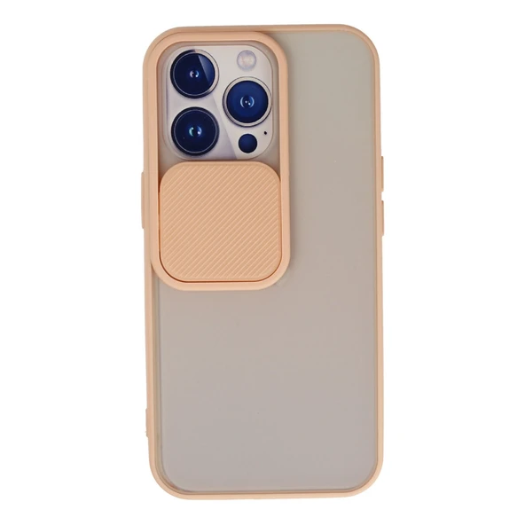 İphone 13 Pro Kılıf Palm Buzlu Kamera Sürgülü Silikon - Pembe ürün görseli 1