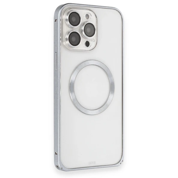Joko İphone 15 Pro Max Kılıf Metal Bumper Magneticsafe Kapak - Gri ürün görseli 1