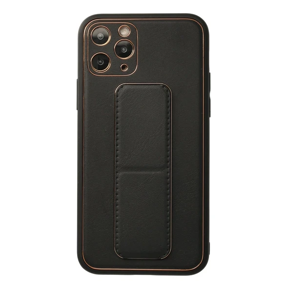 İphone 11 Pro Kılıf Coco Deri Standlı Kapak - Siyah ürün görseli 1