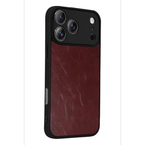 İphone 17 Pro Aras Deri Kapak - Bordo - Resim 3