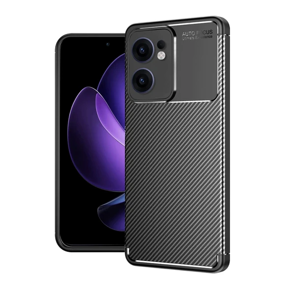 Oppo Reno 13F Kılıf Auto Focus Karbon Kapak - Siyah ürün görseli 1