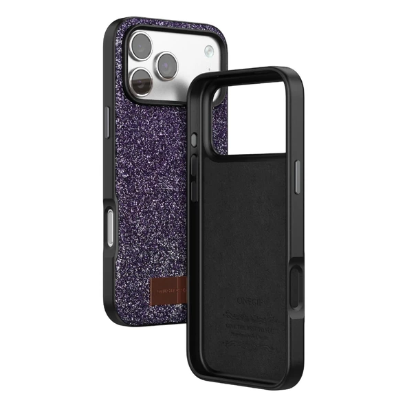 Onegif İphone 17 Pro Bright Simli Kapak - Derin Mor - Resim 3