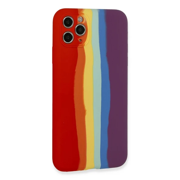 İphone 11 Pro Kılıf Ebruli Lansman Silikon - Kırmızı-Mor - Resim 3