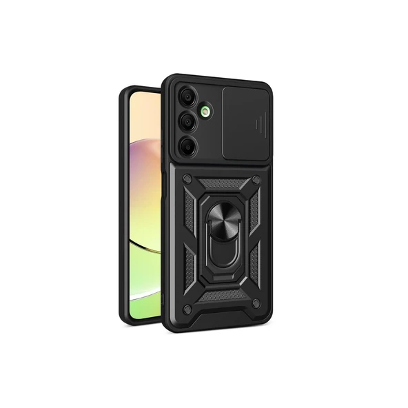 Samsung Galaxy A16 5G Kılıf Pars Lens Yüzüklü Silikon - Siyah ürün görseli 1
