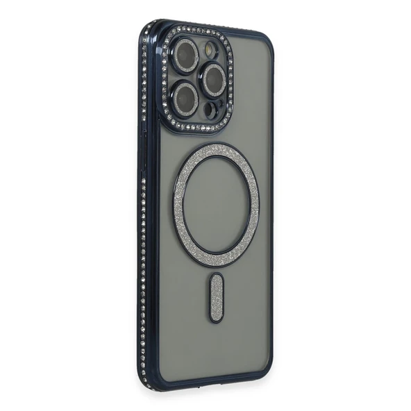 İphone 14 Pro Kılıf Joke Simli Magneticsafe Kılıf - Lacivert ürün görseli 1