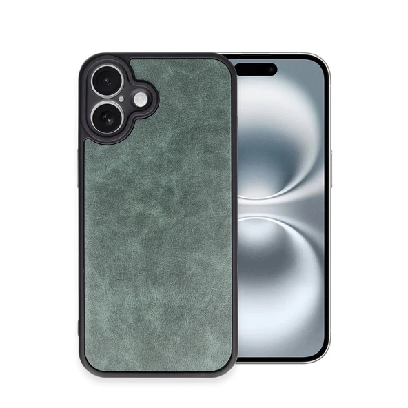 İphone 16 Plus Kılıf Aras Deri Kapak - Koyu Yeşil ürün görseli 1