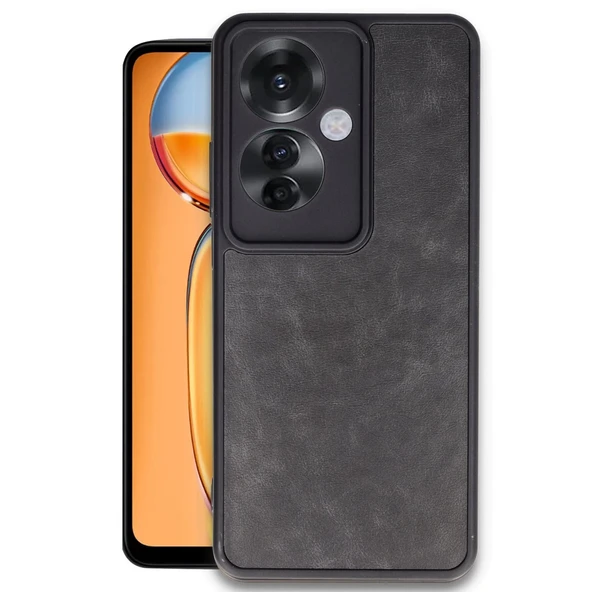 Oppo Reno 11F Kılıf Aras Deri Kapak - Siyah ürün görseli 1