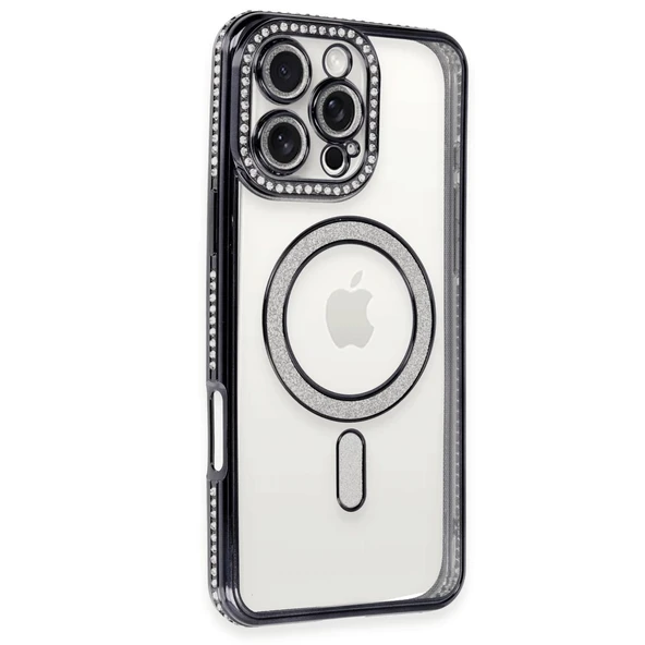 İphone 16 Pro Max Kılıf Joke Simli Magneticsafe Kılıf - Siyah ürün görseli 1