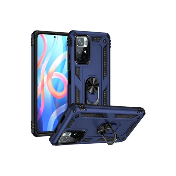 Xiaomi Redmi Note 11T Kılıf Sofya Yüzüklü Silikon Kapak - Lacivert ürün görseli 1