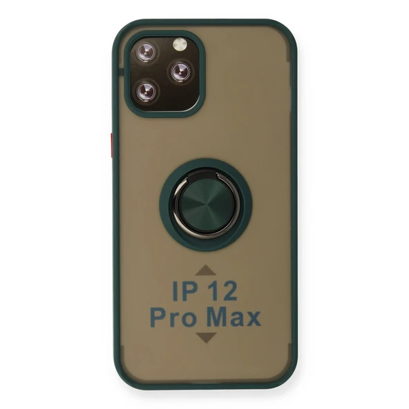 İphone 12 Pro Kılıf Montreal Yüzüklü Silikon Kapak - Yeşil ürün görseli 1
