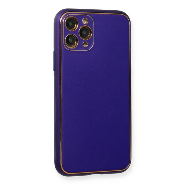 İphone 11 Pro Kılıf Coco Deri Silikon Kapak - Mor - Resim 2
