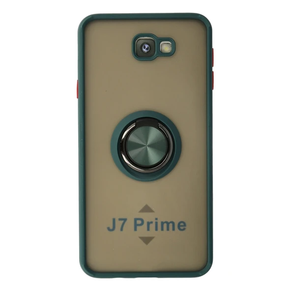 Samsung Galaxy J7 Prime Kılıf Montreal Yüzüklü Silikon Kapak - Yeşil ürün görseli 1