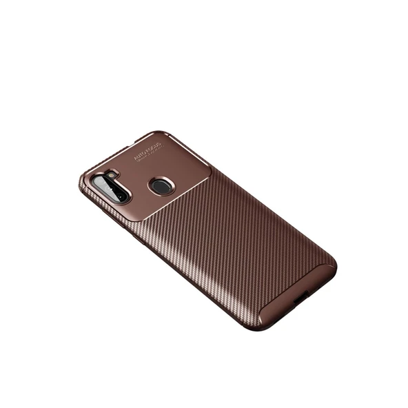 Samsung Galaxy A11 Kılıf Auto Focus Karbon Kapak - Kahverengi ürün görseli 1