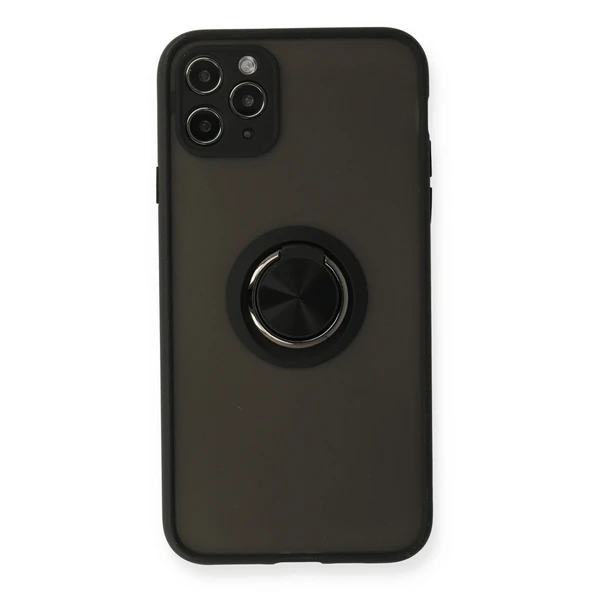 İphone 11 Pro Kılıf Montreal Yüzüklü Silikon Kapak - Siyah ürün görseli 1