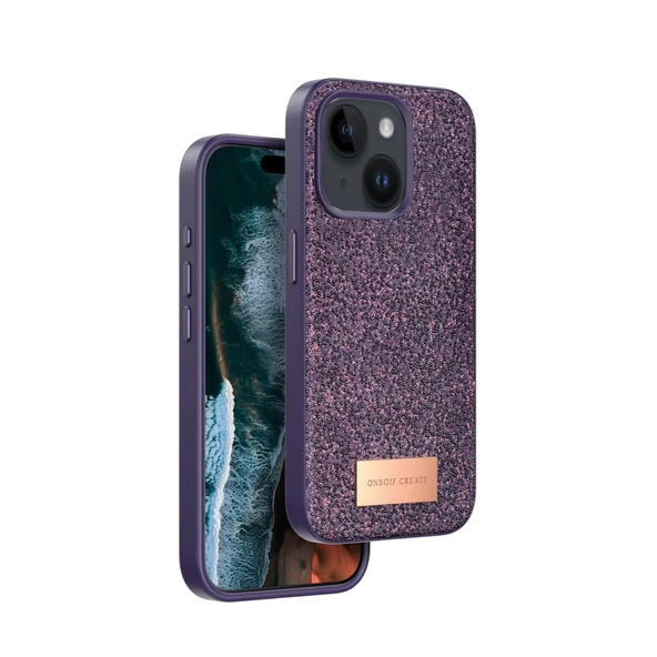 Onegif İphone 14 Bright Simli Kapak - Derin Mor ürün görseli 1