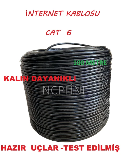 ncp 100 Metre Dayanıklı  Çift Katmanlı Plastik Korumalı Cat6 İnternet Ethernet Ağ Network Kablosu ürün görseli 1