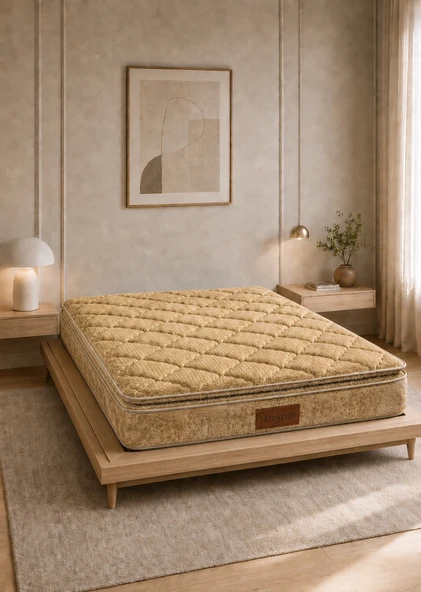Yatakcım Aura Comfort Ultra Full Ortopedik Pedli Tavşan Tüyü Torba Yaylı Yatak (Kahve) ürün görseli 1