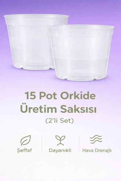 15 Pot Şeffaf Orkide Üretim Saksısı -Orkide Saksısı 2 Adet ürün görseli 1
