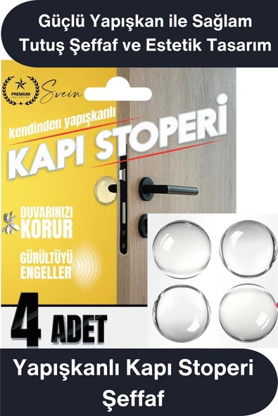 #KapıStoperi Yapışkanlı Kapı Stoperi Şeffaf 4 Adet Kapı Kolu Çarpma Engelleyici Duvar Koruyucu Silikon Tampon Sessiz Dar ürün görseli 1