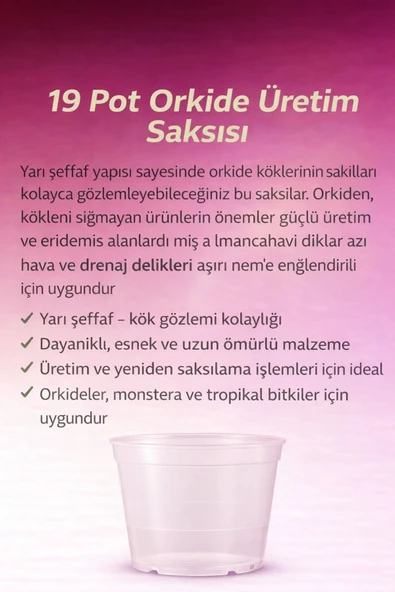 19 Pot Orkide Üretim Saksısı -2 adet - Resim 2