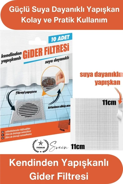#GiderFiltresi Gider Filtresi Banyo Gider Süzgeci 10'lu Paket Kendinden Yapışkanlı Saç Kıl Tutucu Lavabo Duş Küvet Gider ürün görseli 1