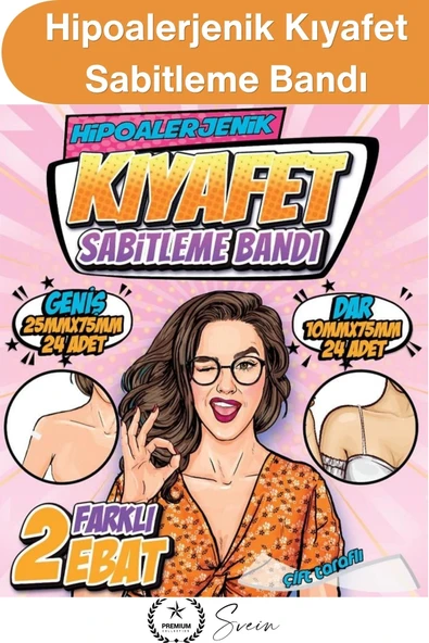 #ElbiseBandı Hipoalerjenik Kıyafet Sabitleme Bandı 2 Ebatlı Şeffaf 48 Adet Dekolte Abiye Gelinlik Straplez Gömlek Elbise ürün görseli 1