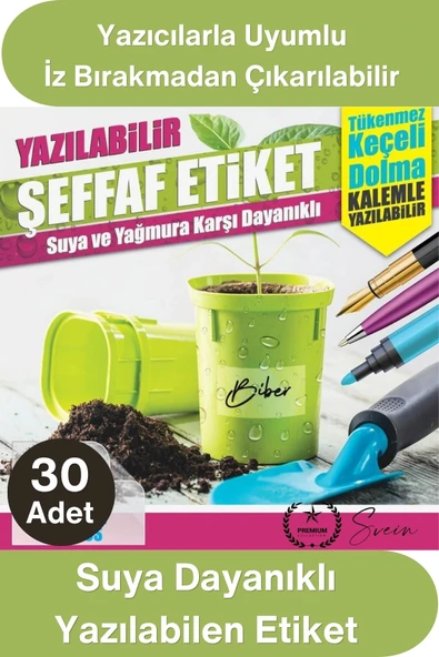 #İsimlik Suya Dayanıklı Yazılabilen Baharat Etiketi 30 Adet Şeffaf Yapışkanlı Kavanoz Etiketi Fide Tohum Saksı Bitki İsi ürün görseli 1