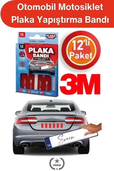 #PlakaBandı Otomobil Motosiklet Plaka Yapıştırma Bandı 3M VHB Çift Taraflı Çok Güçlü Suya Dayanıklı 12 Adet Gri 95x30 mm ürün görseli 1