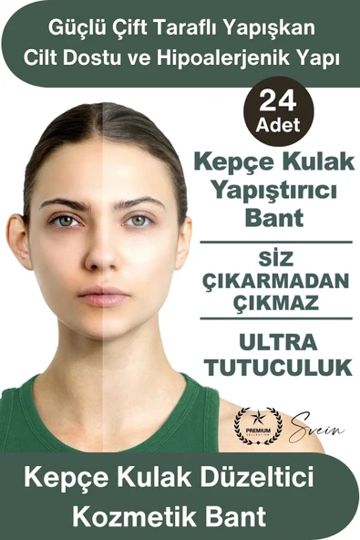 #KepçeKulak Kepçe Kulak Düzeltici Kozmetik Bant 24 Adet Şeffaf Çift Taraflı Görünmez Cilt Dostu Hipoalerjenik Kulak Sabi ürün görseli 1