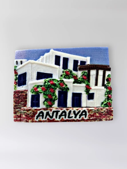 ANTALYA Polyester Kabartmalı Magnet 7,5 x 5,5 cm Dekoratif Hediyelik Buzdolabı Süsü (Kod:1583) ürün görseli 1