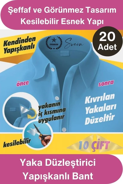 #Yaka Yaka Düzleştirici Yapışkanlı Balin 20 Adet Şeffaf Gömlek Yaka Destek Bandı Tshirt Polo Tişört Yaka Şekillendirici ürün görseli 1