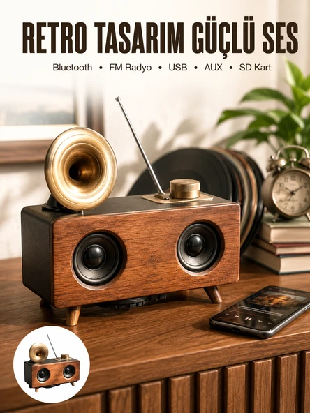 Nostaljik Görünümlü Bluetooth Bağlantılı Speaker ürün görseli 1