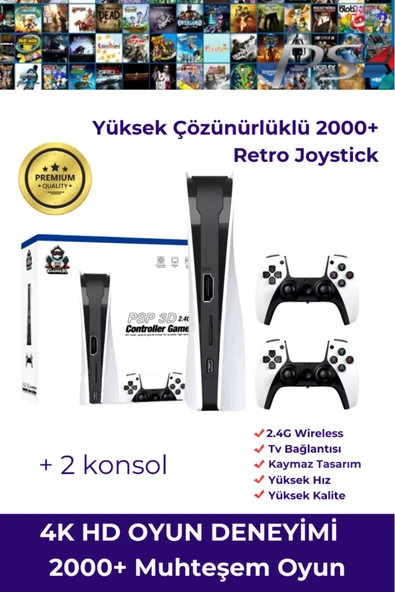 Taşınabilir Çift Kollu 30.000 Oyunlu Kablosuz Oyun Konsolu, 2.4GHz Bağlantılı Beyaz Retro Gamepad ürün görseli 1