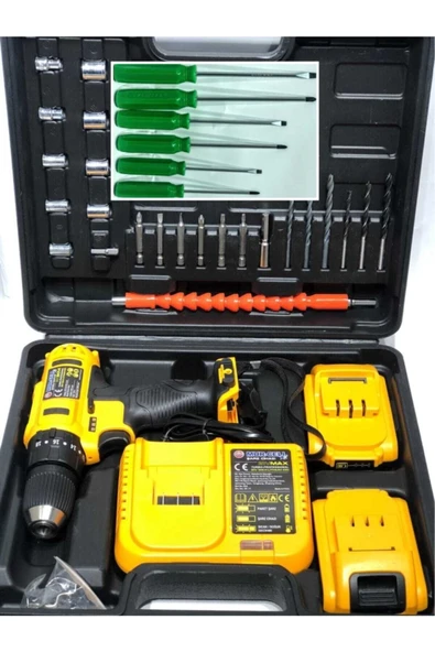 Darbeli kablosuz matkap 21 watt 20 volt anahtarsız mandren 2 akü 2 yıl garantili set ürün görseli 1
