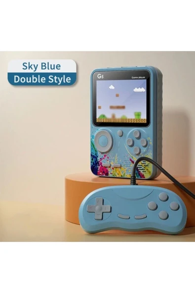 Taşınabilir mini el oyun konsolu 500 oyunlu Bluetooth bağlantılı mavi renkli gamepad ürün görseli 1