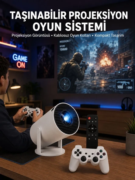 Oyun Konsolu Uyumlu Kablosuz Projeksiyon Cihazı Ev Sinema Deneyimi Yeni Nesil ürün görseli 1