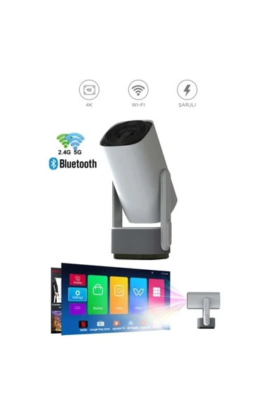 4K Destekli, Dahili Powerbank Özellikli Taşınabilir LED Projeksiyon Cihazı, Kablosuz Bağlantılı ürün görseli 1