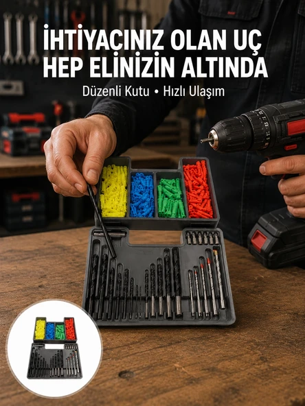 Matkap Ucu Seti 24 Parça Organizer Kutulu Ahşap Metal Beton Uyumlu Yeni Nesil ürün görseli 1