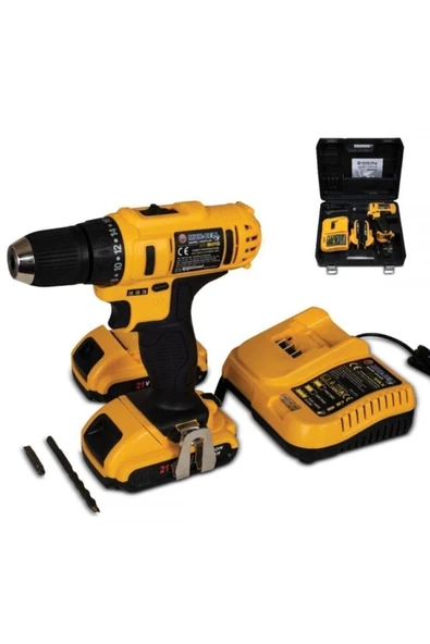 Darbeli kablosuz matkap 600 watt 14 volt anahtarsız mandren 3 akü 27 parça setli ürün görseli 1