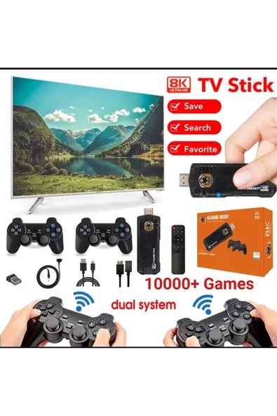 Çok renkli kumandalı Android TV oyun konsolu çift kişilik oyunlu Bluetooth yok - Elektronik ürün görseli 1