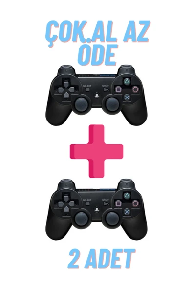 Siyah Bluetooth bağlantılı, hızlı şarj özellikli, 2 adet Playstation 3 uyumlu gamepad ürün görseli 1